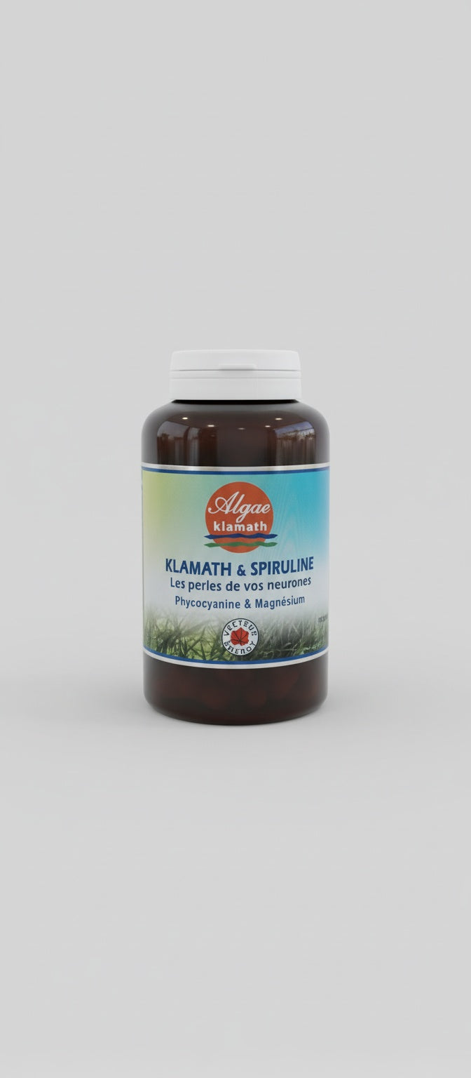Klamath & Spiruline – Phycocyanine; Magnésium : “Les perles de vos neurones” 150 gélules