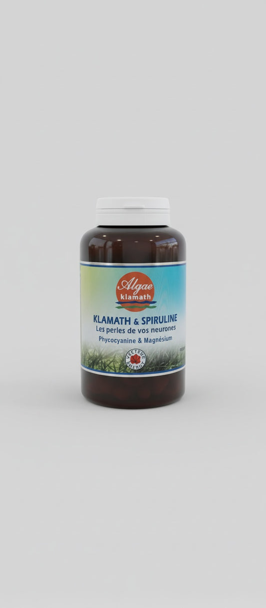 Klamath & Spiruline – Phycocyanine; Magnésium : “Les perles de vos neurones” 150 gélules