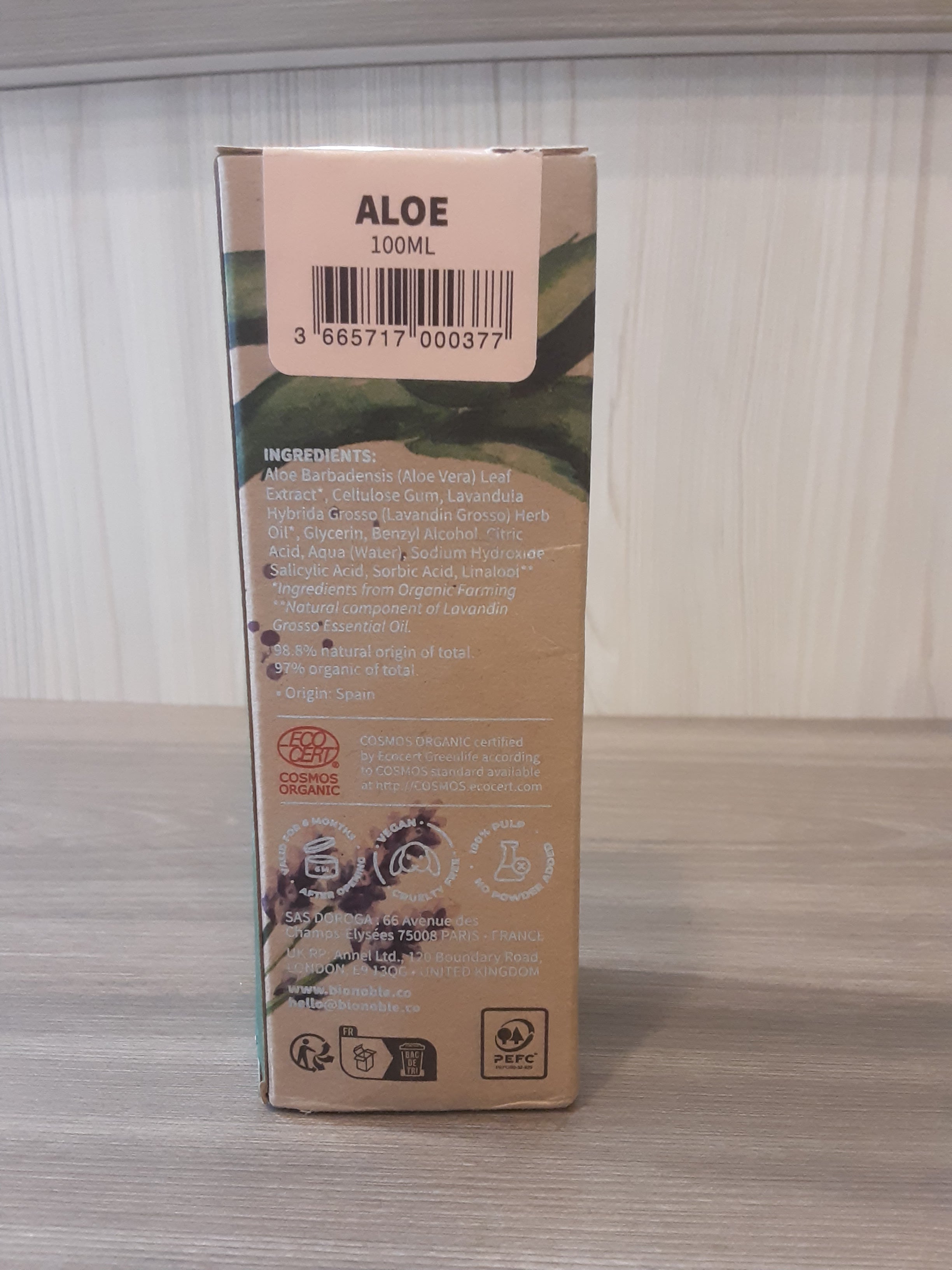 Gel d’aloe vera bio 100ml